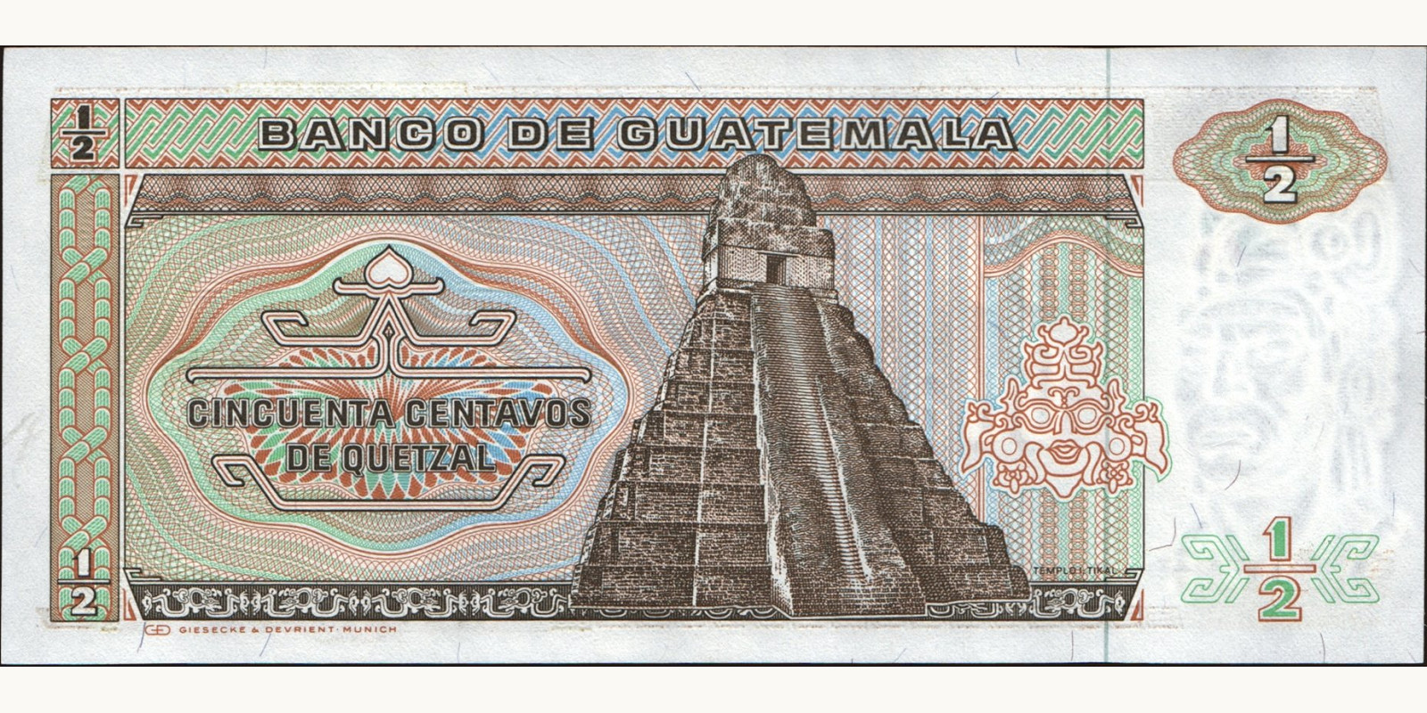 050 quetzales Guatemala 1987 — Back side