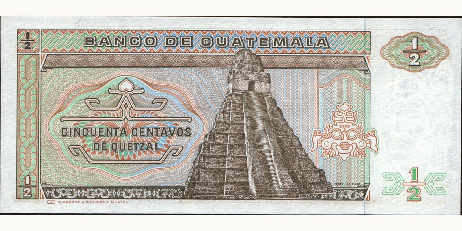 050 quetzales Guatemala 1988 — Back side