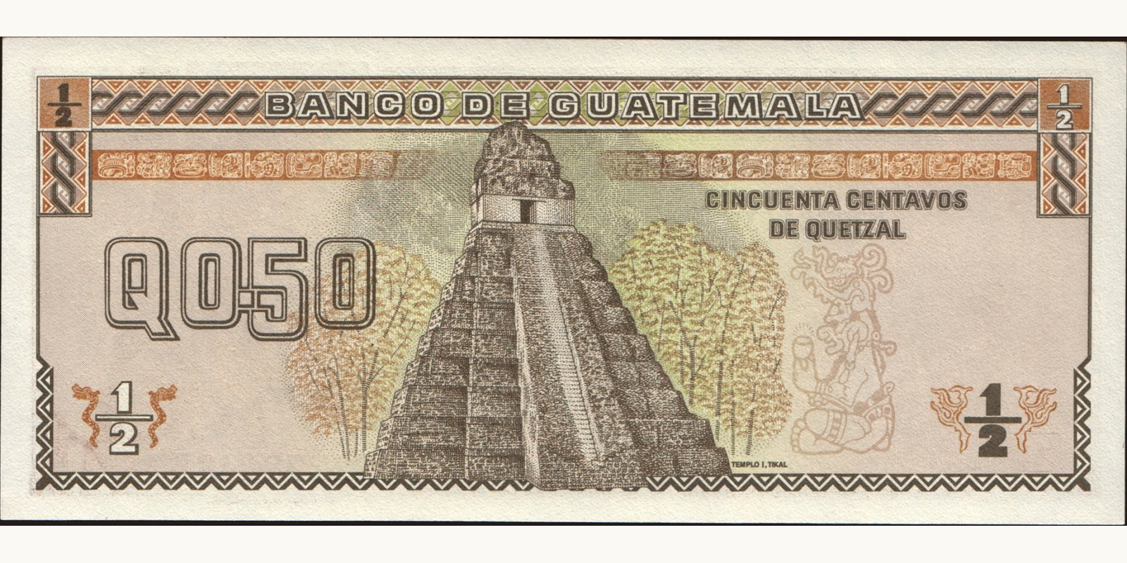 050 quetzales Guatemala 1989 — Back side