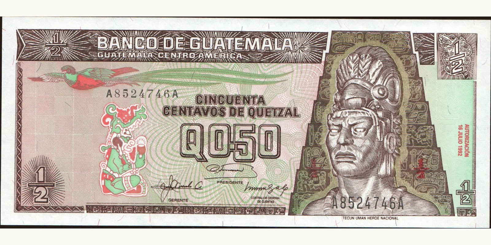 050 quetzales Гватемала 1992 — Лицевая сторона