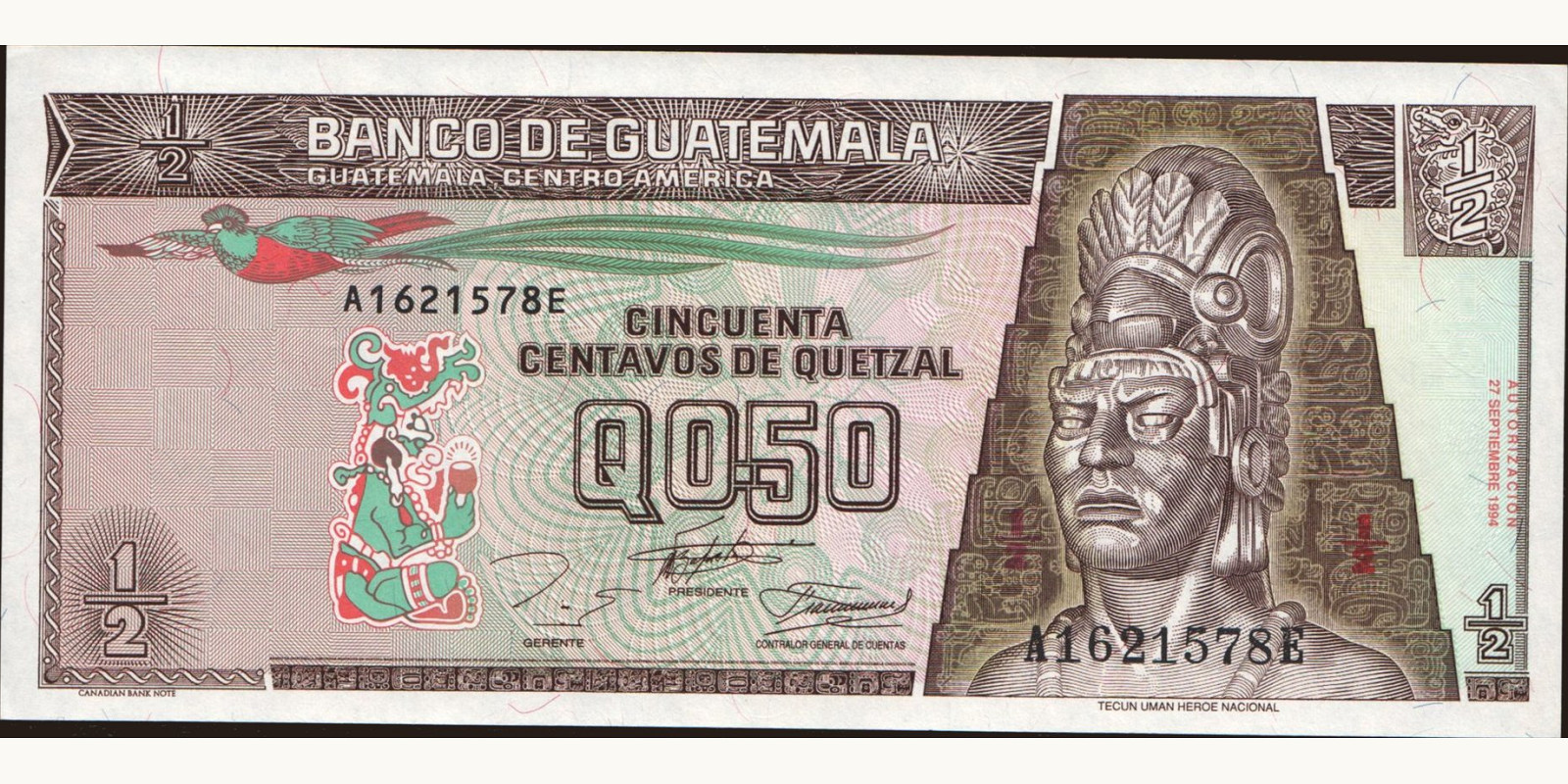 050 quetzales Guatemala 1994 — Front side