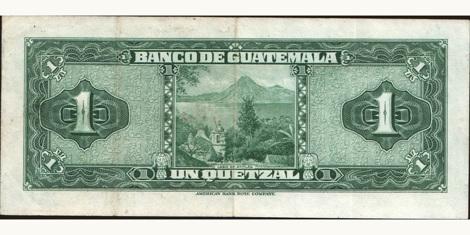 1 quetzales Guatemala 1958 — Back side