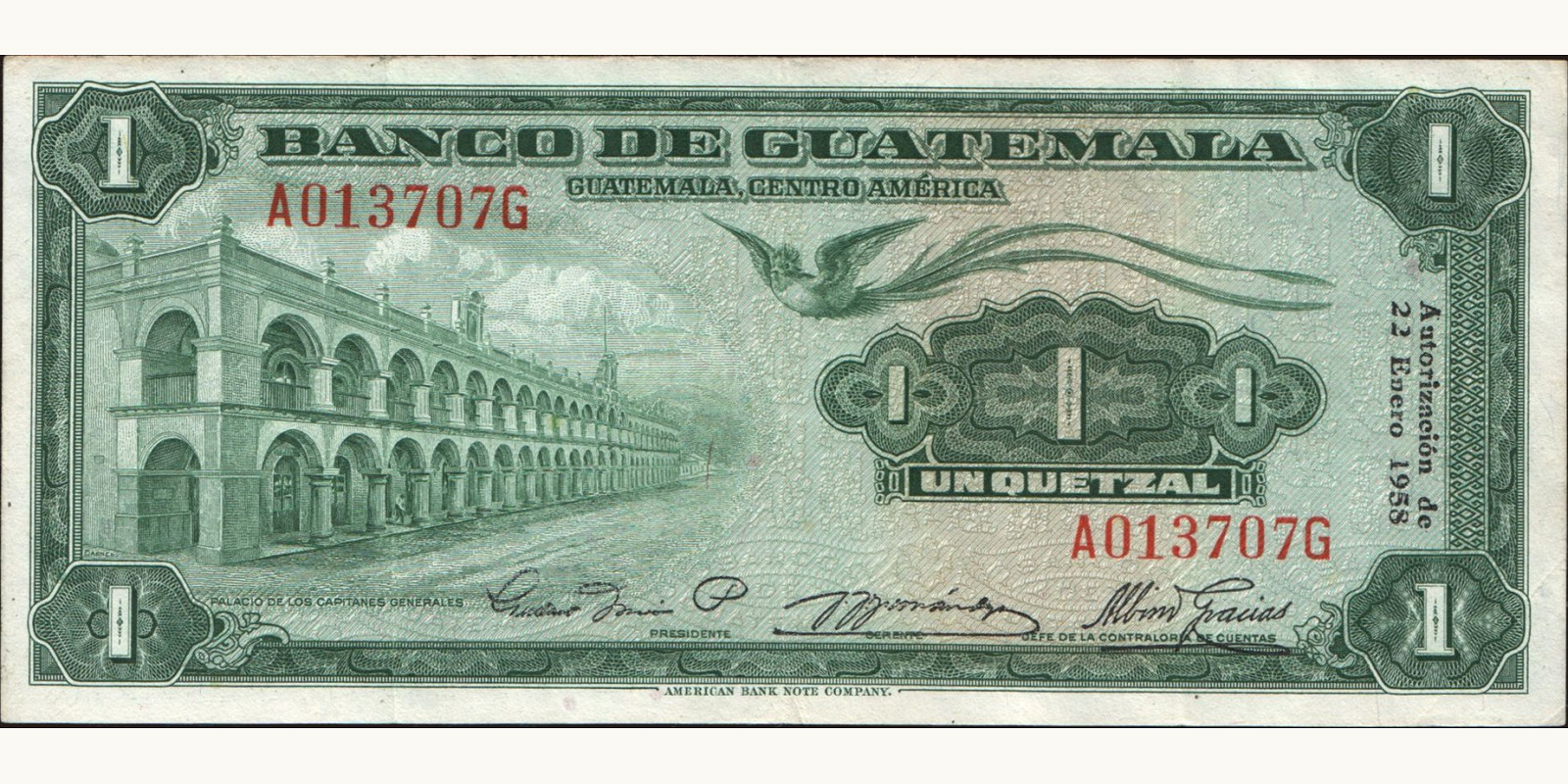 1 quetzales 1958