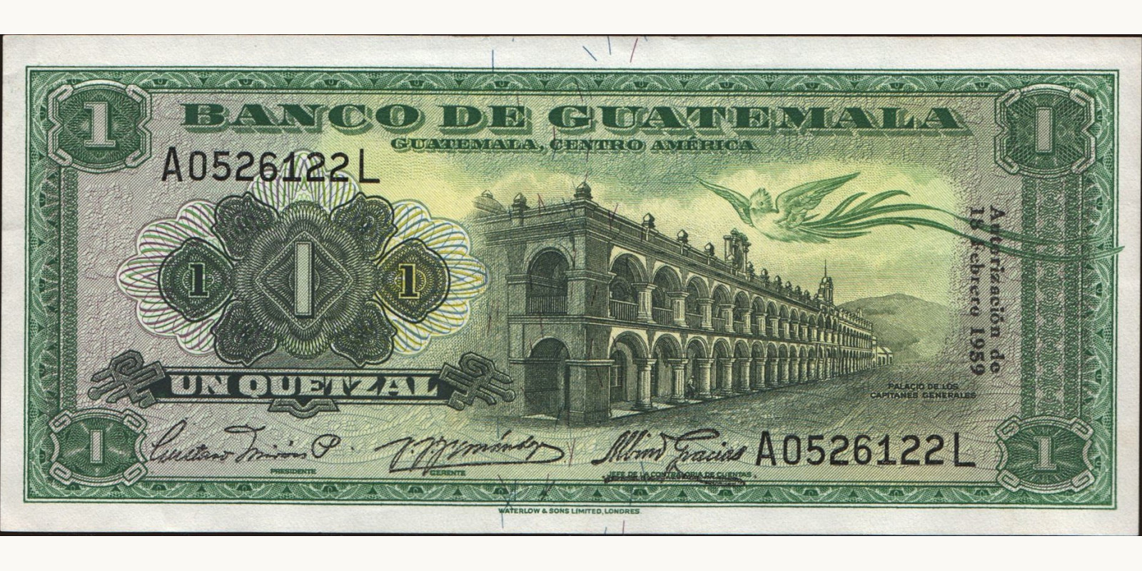 1 quetzales Гватемала 1959 — Лицевая сторона