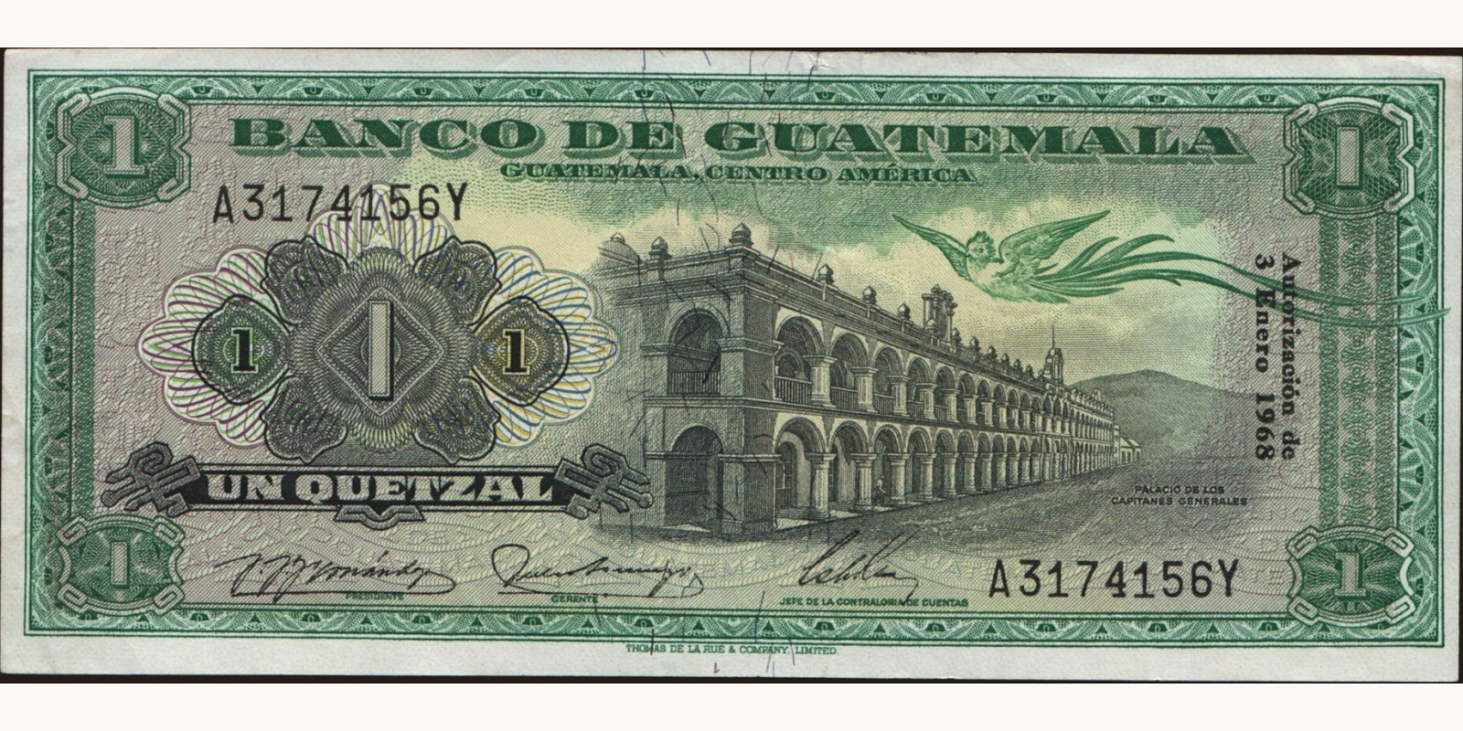 1 quetzales Гватемала 1968 — Лицевая сторона