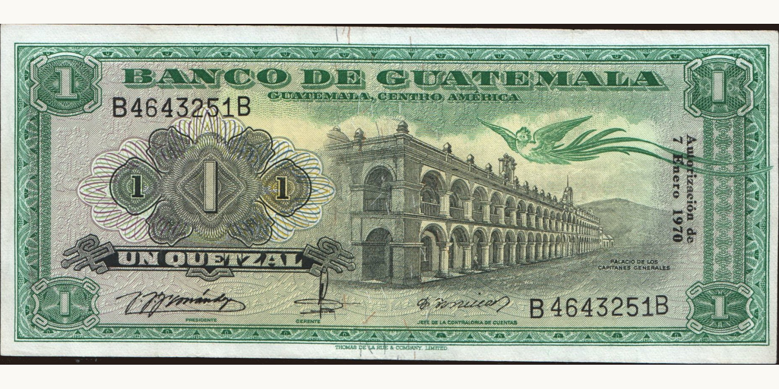 1 quetzales Guatemala 1970 — Front side