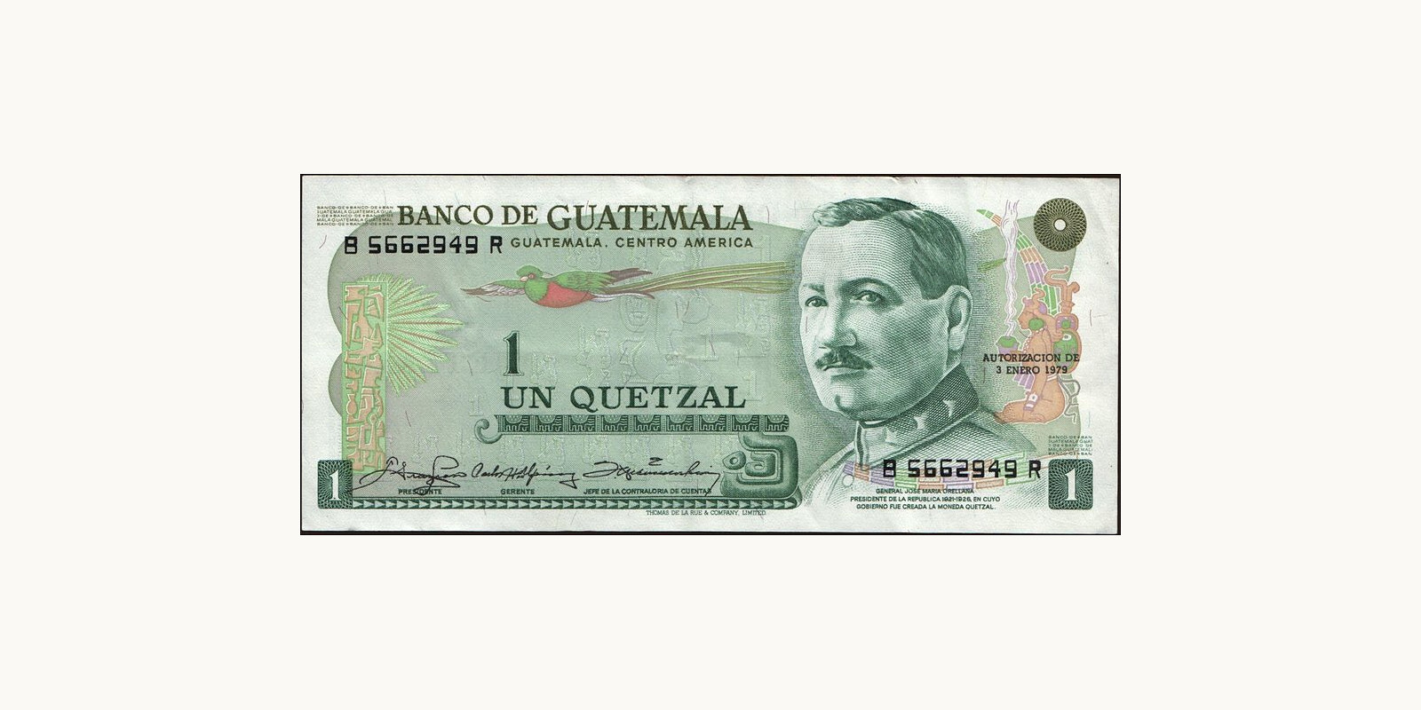1 quetzales Guatemala 1979 — Front side