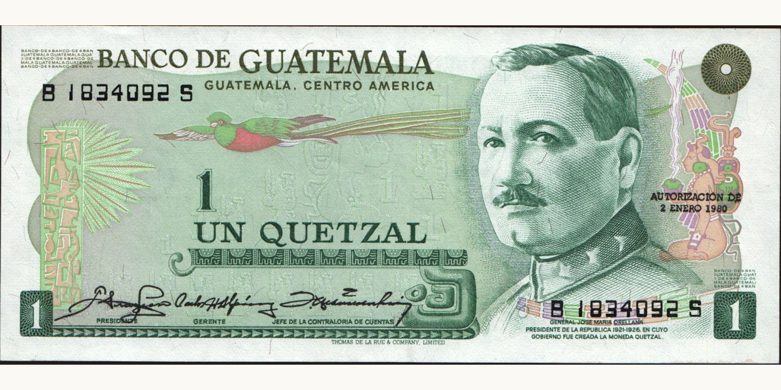 1 quetzales Гватемала 1980 — Лицевая сторона