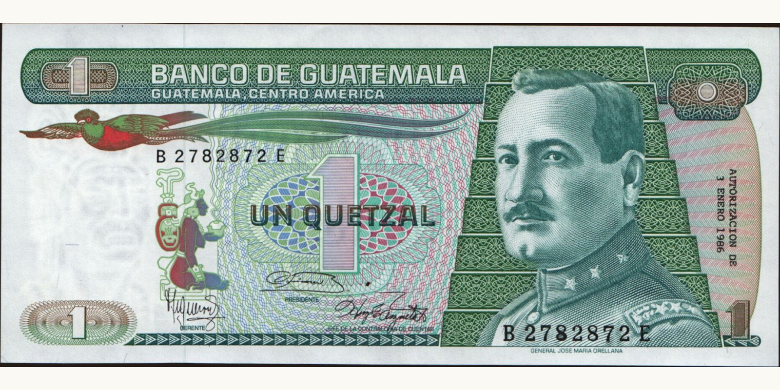 1 quetzales Гватемала 1986 — Лицевая сторона