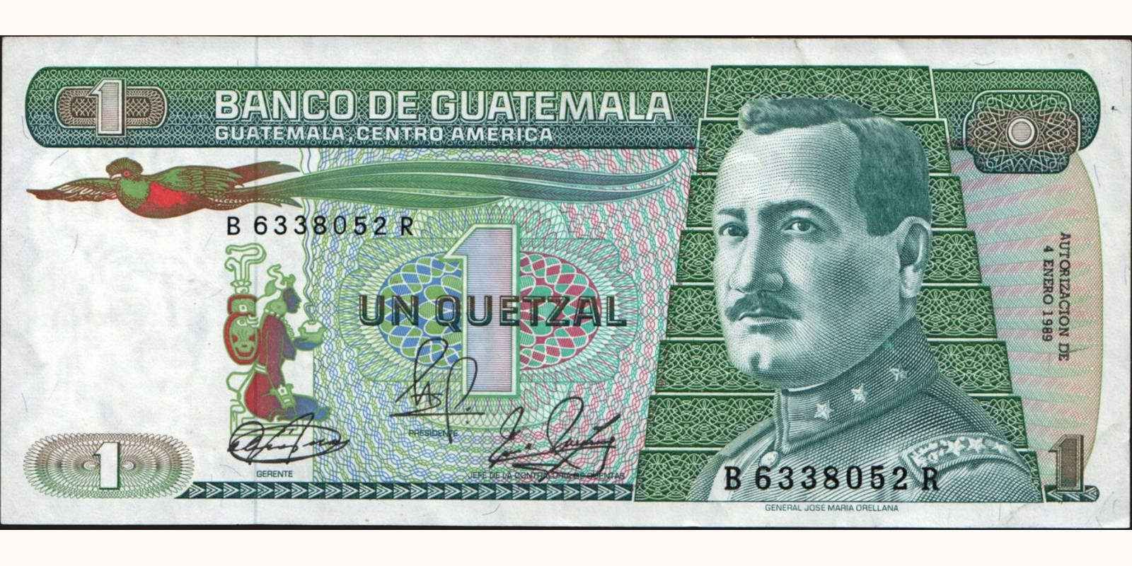 1 quetzales Гватемала 1989 — Лицевая сторона