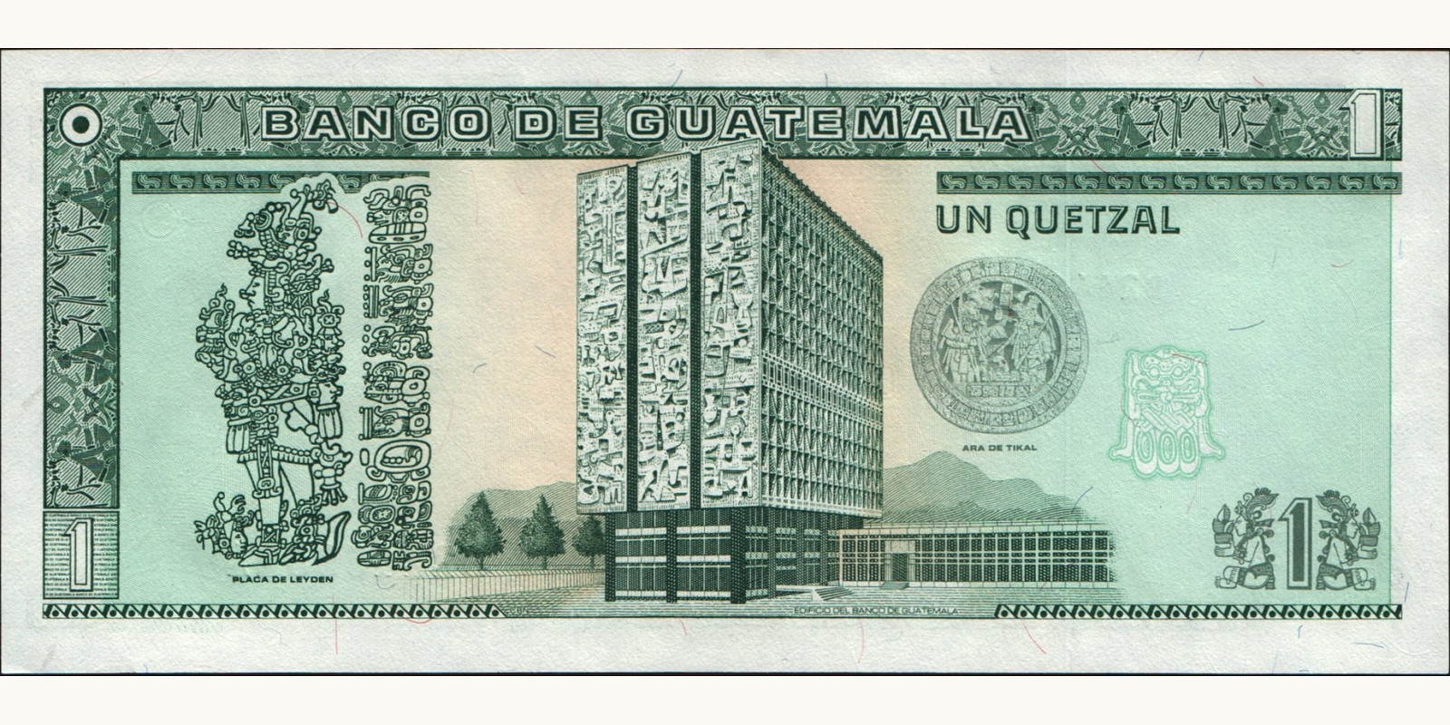 1 quetzales Guatemala 1990 — Back side