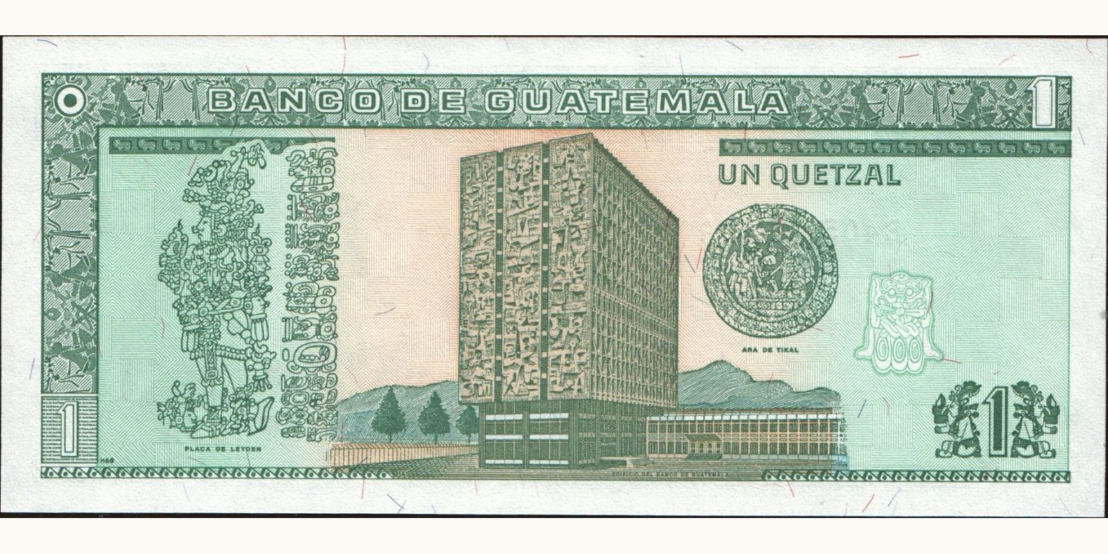 1 quetzales Guatemala 1996 — Back side