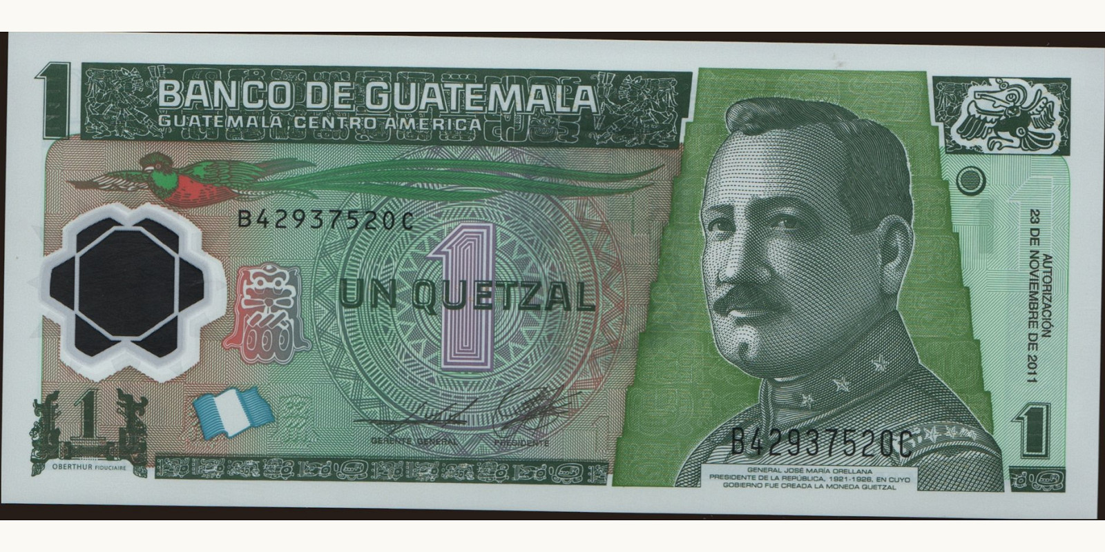 1 quetzales Гватемала 2011 — Лицевая сторона