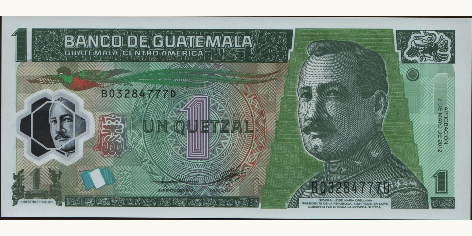 1 quetzales Гватемала 2012 — Лицевая сторона