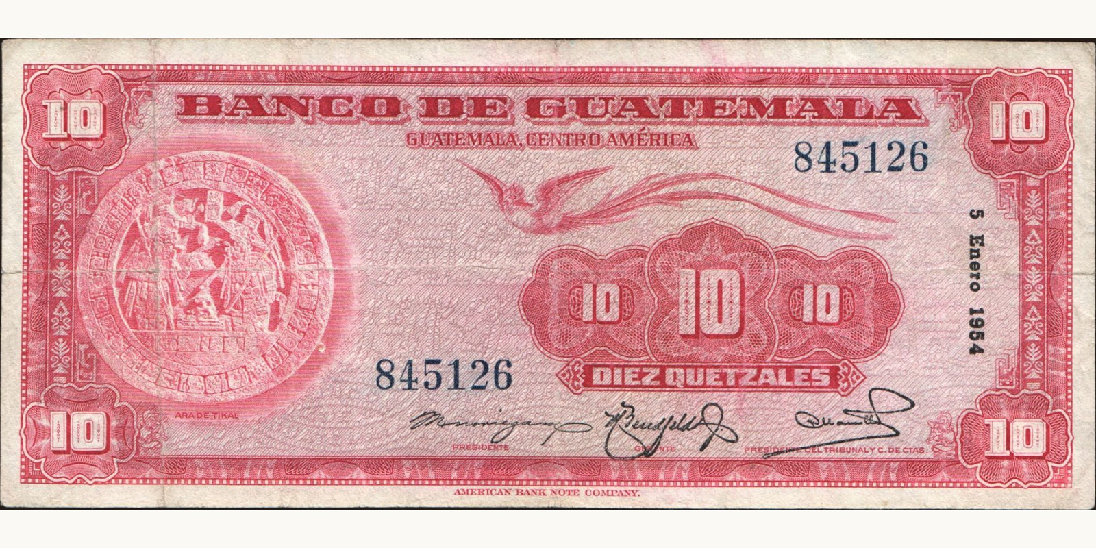 10 quetzales 1954