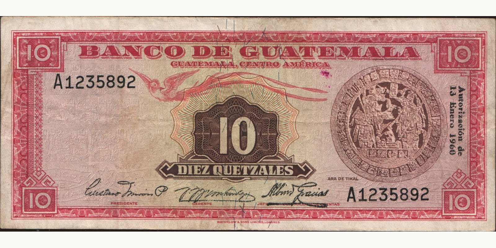 10 quetzales 1960