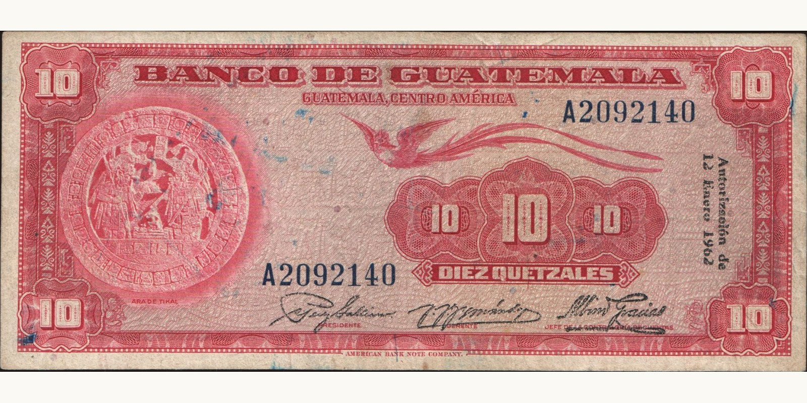 10 quetzales 1962
