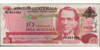 10 quetzales 1974