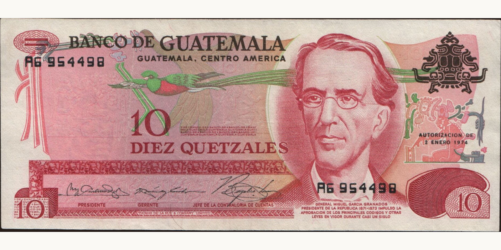 10 quetzales 1974
