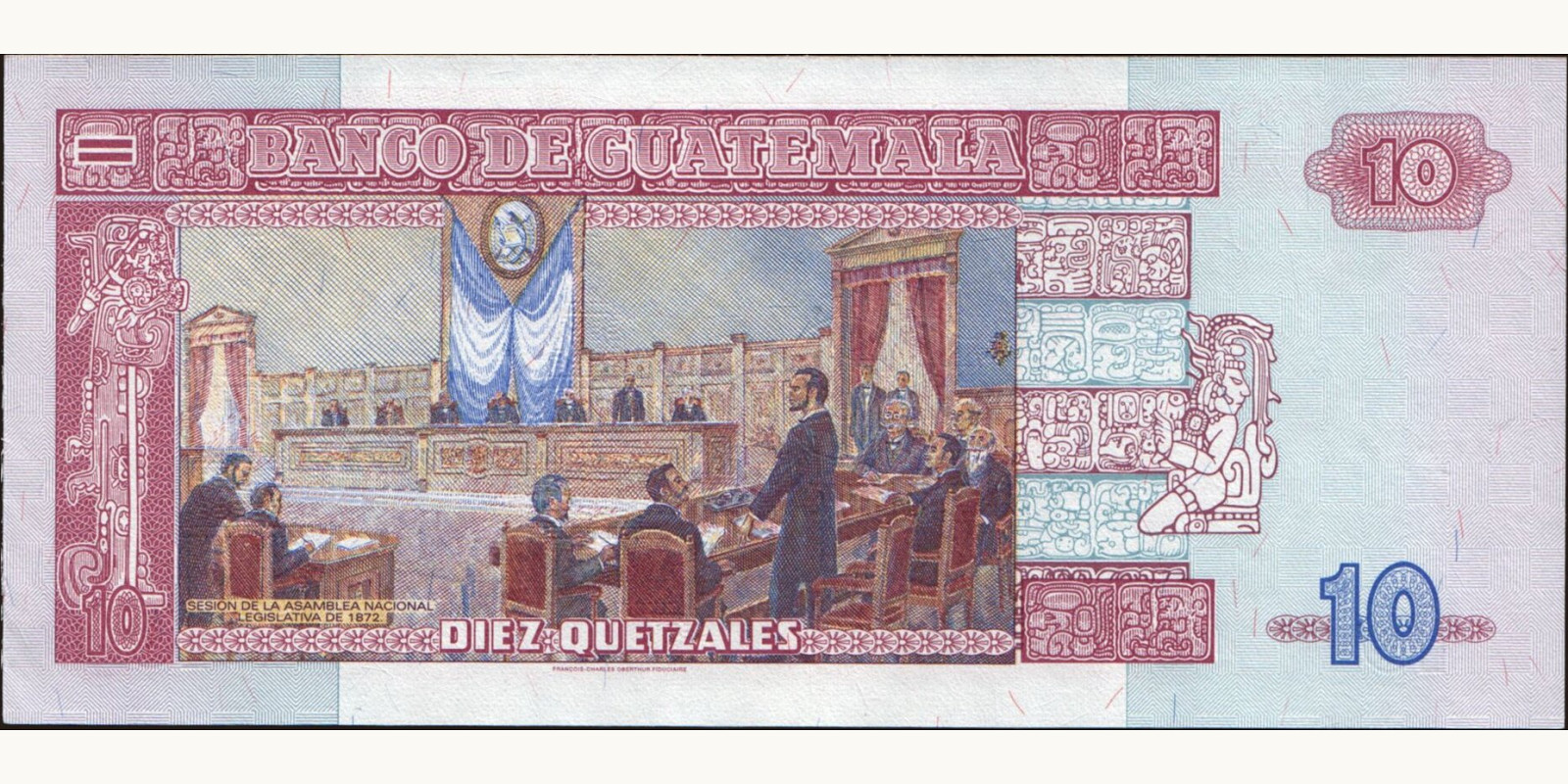 10 quetzales Guatemala 2003 — Back side