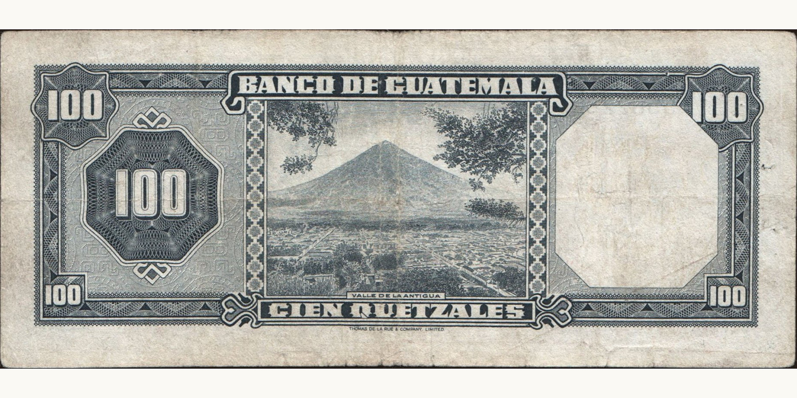 100 quetzales Гватемала 1968 — Оборотная сторона