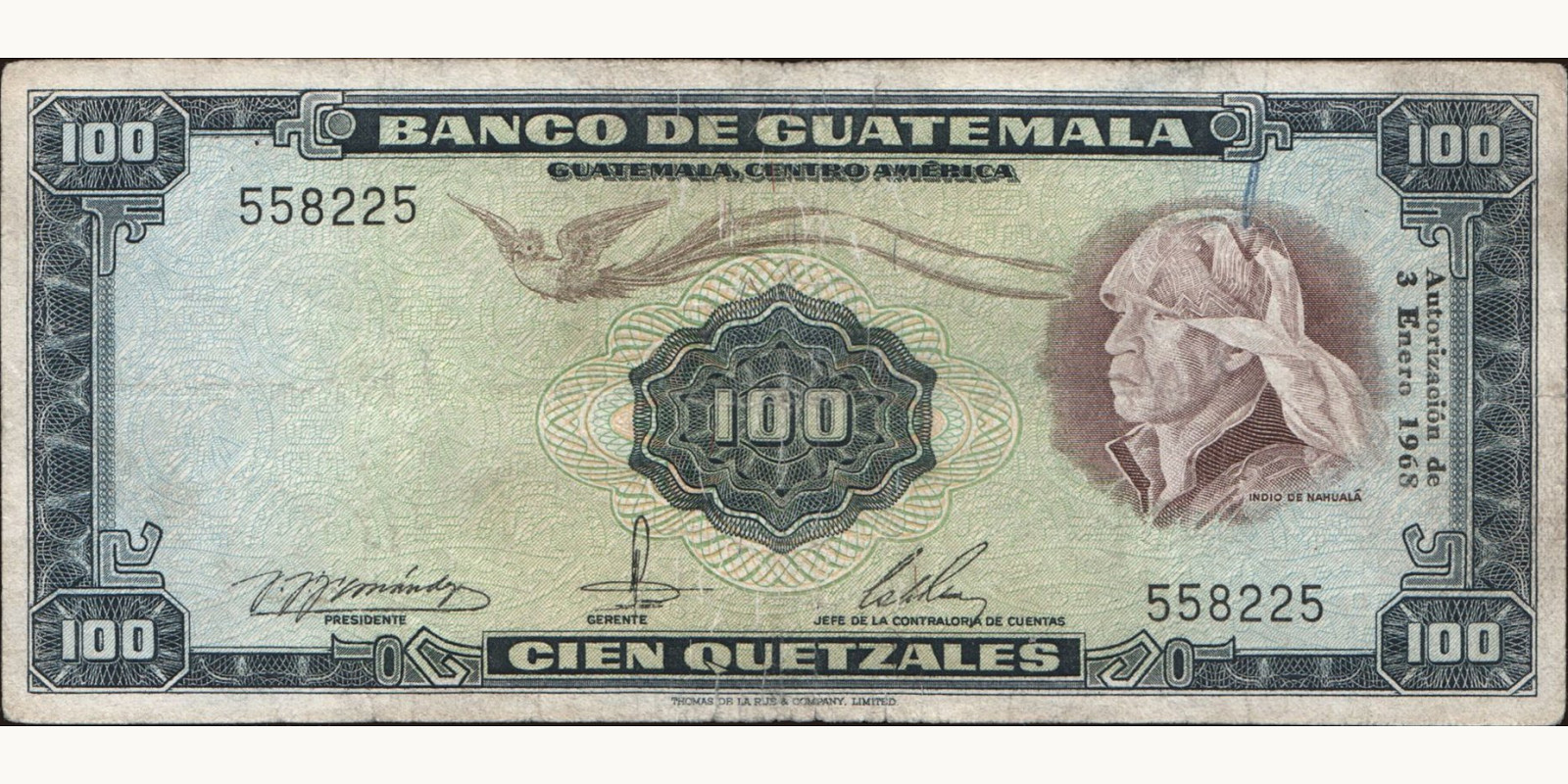 100 quetzales 1968