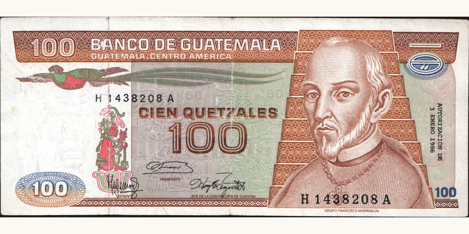 100 quetzales 1986