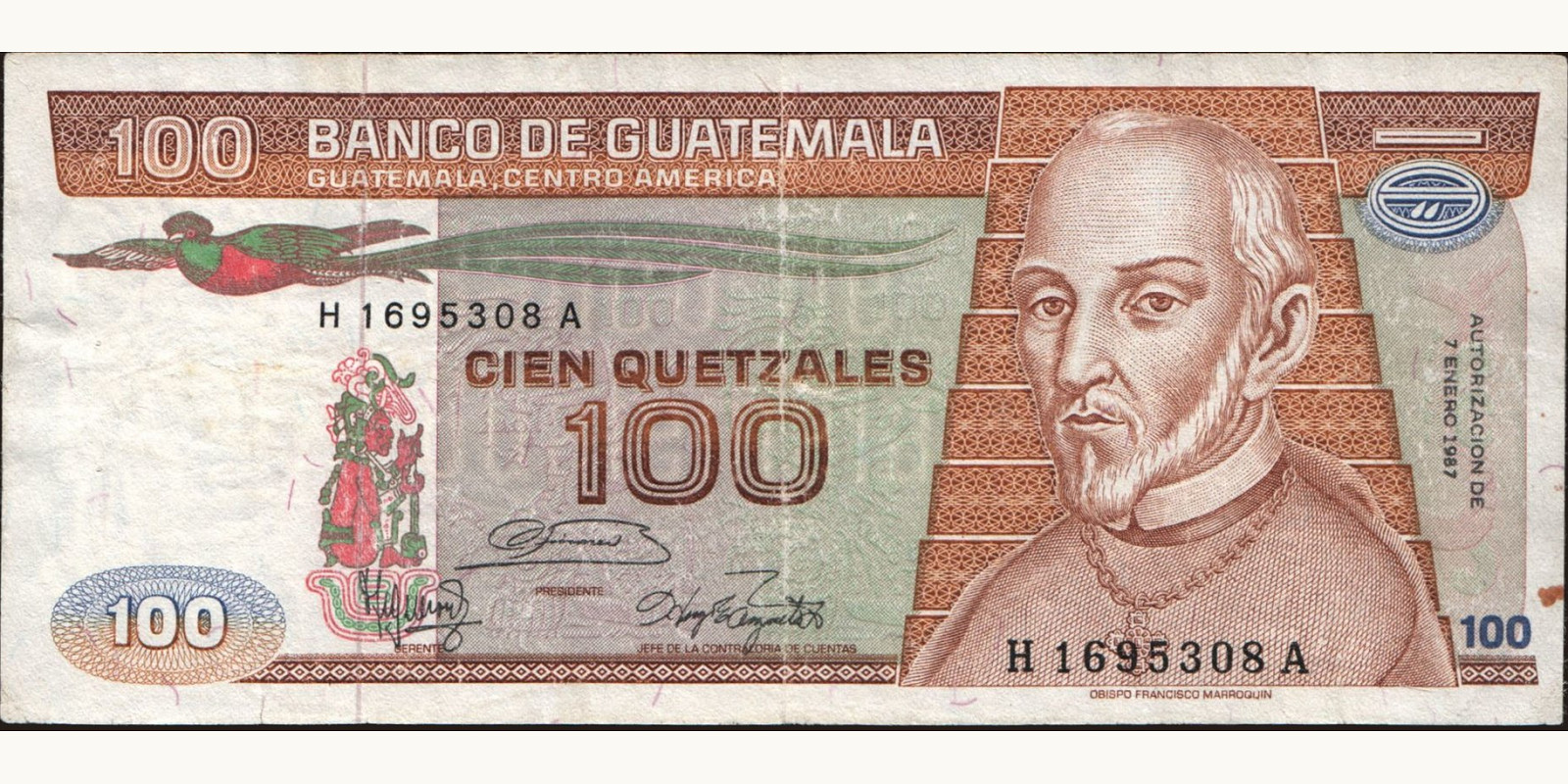 100 quetzales 1987