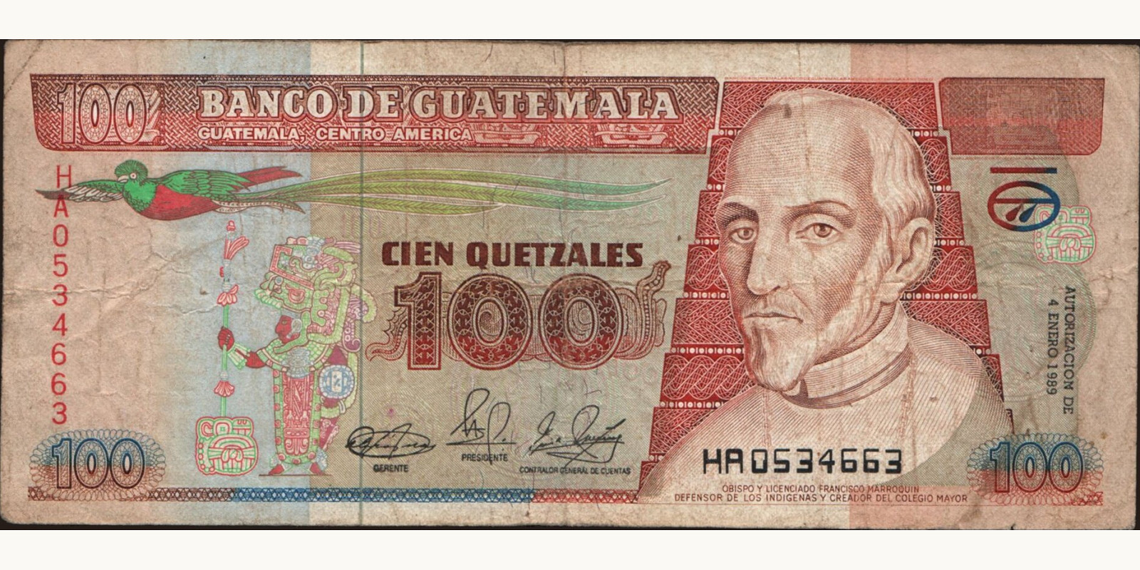 100 quetzales 1989