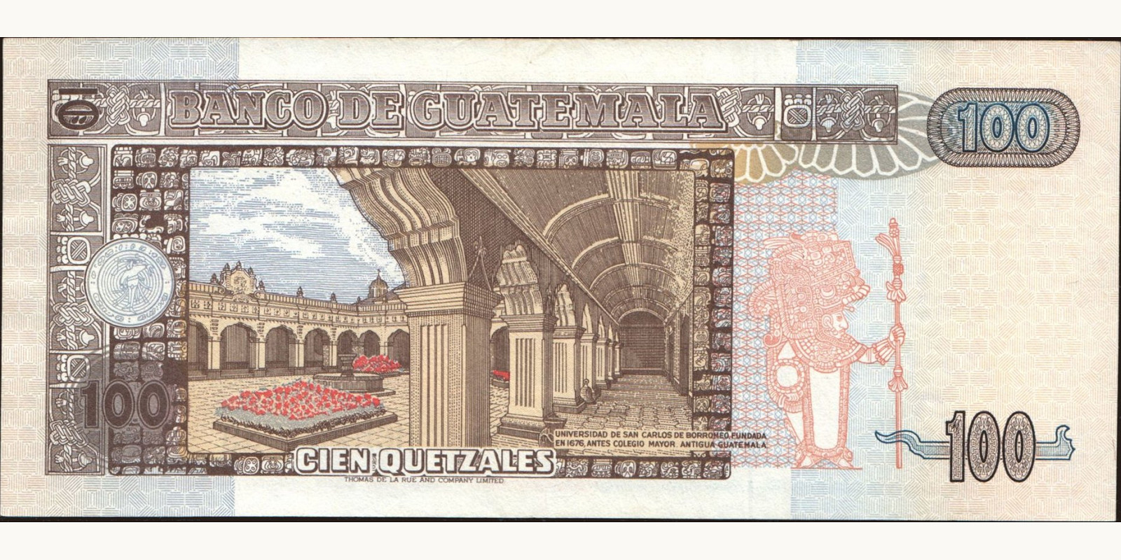 100 quetzales Гватемала 1994 — Оборотная сторона