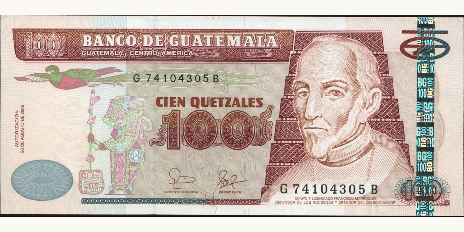 100 quetzales Гватемала 2006 — Лицевая сторона