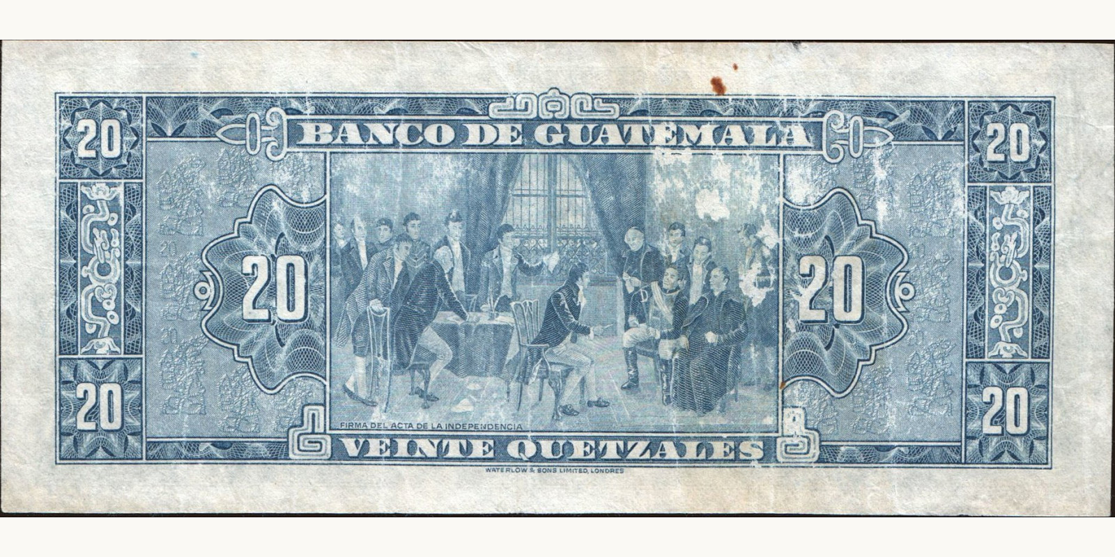 20 quetzales Гватемала 1955 — Оборотная сторона