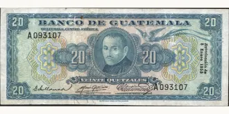 20 quetzales 1955