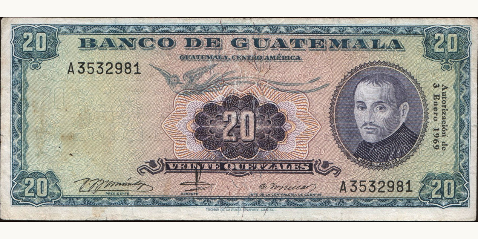20 quetzales 1969