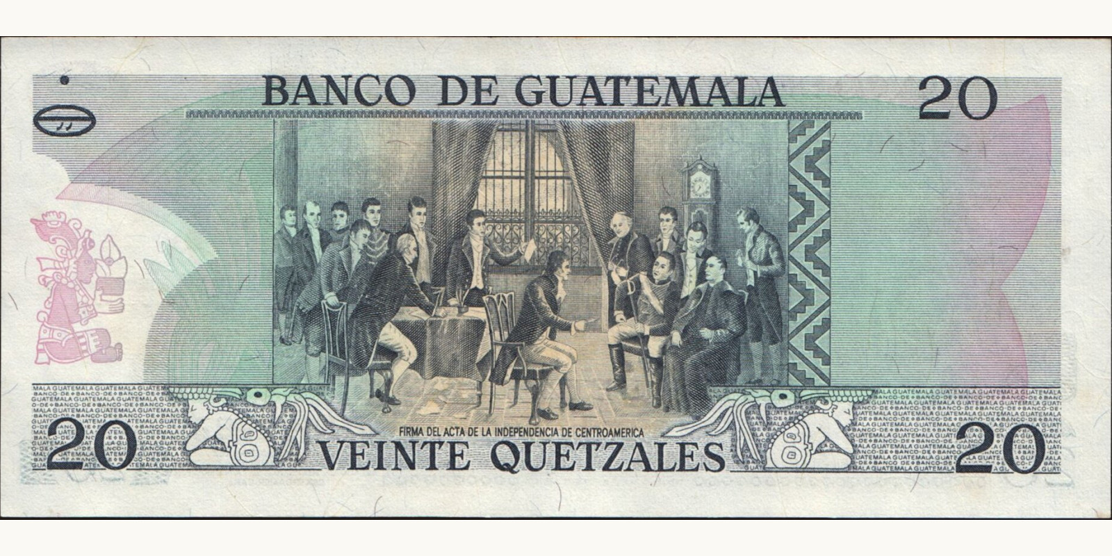 20 quetzales Guatemala 1983 — Back side