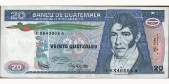 20 quetzales 1986