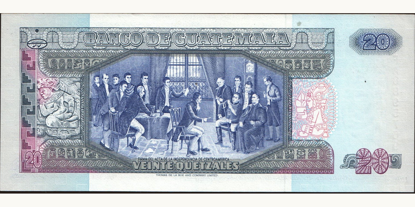 20 quetzales Гватемала 1990 — Оборотная сторона