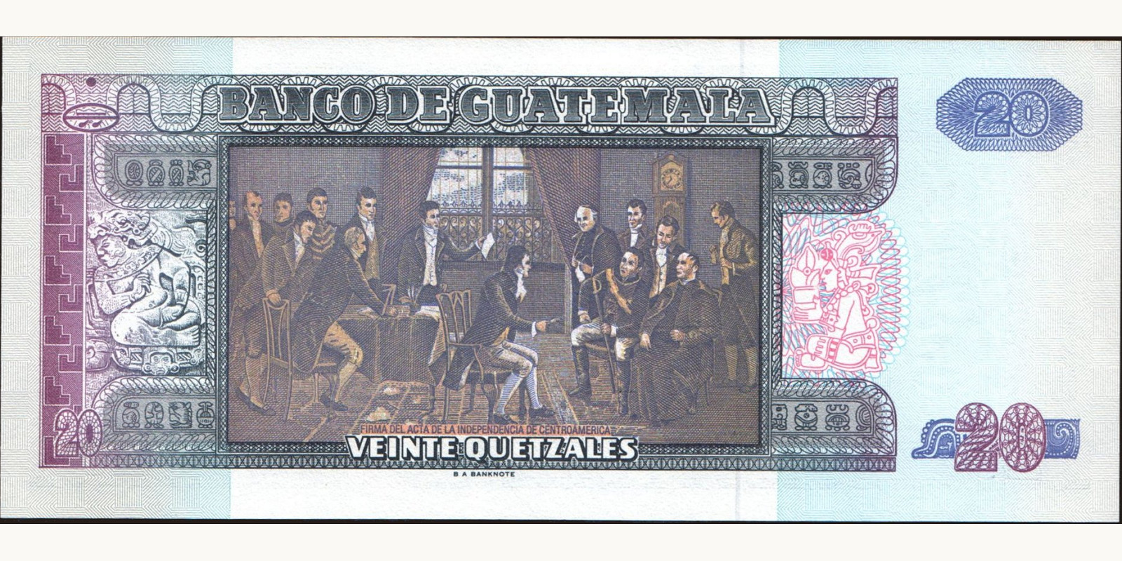 20 quetzales Guatemala 1992 — Back side