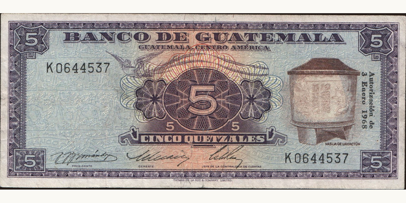 5 quetzales 1968