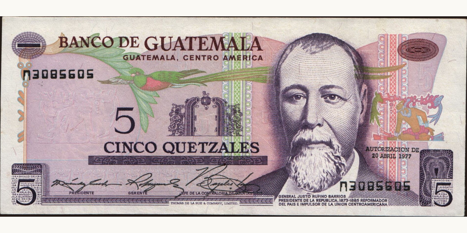5 quetzales 1977