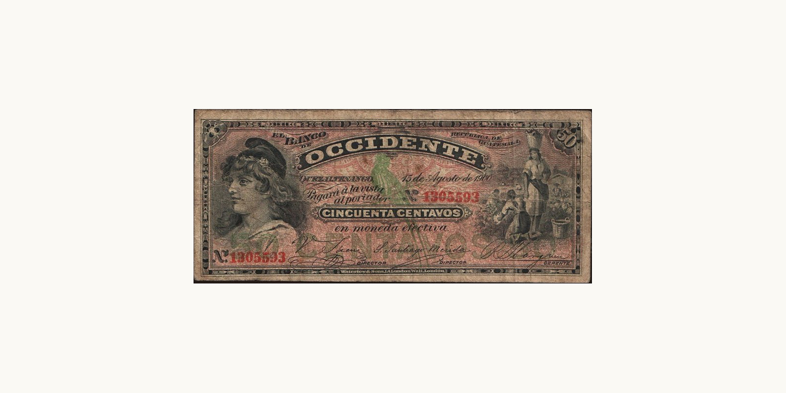 50 centavos Гватемала 1900 — Лицевая сторона