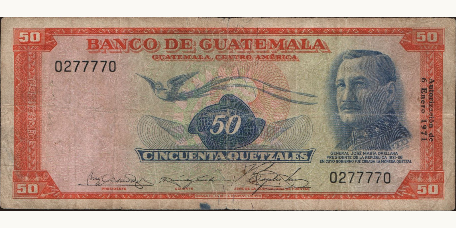 50 quetzales 1971