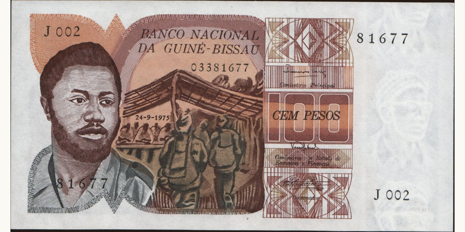 100 pesos Guinea-Bissau 1975 — Front side