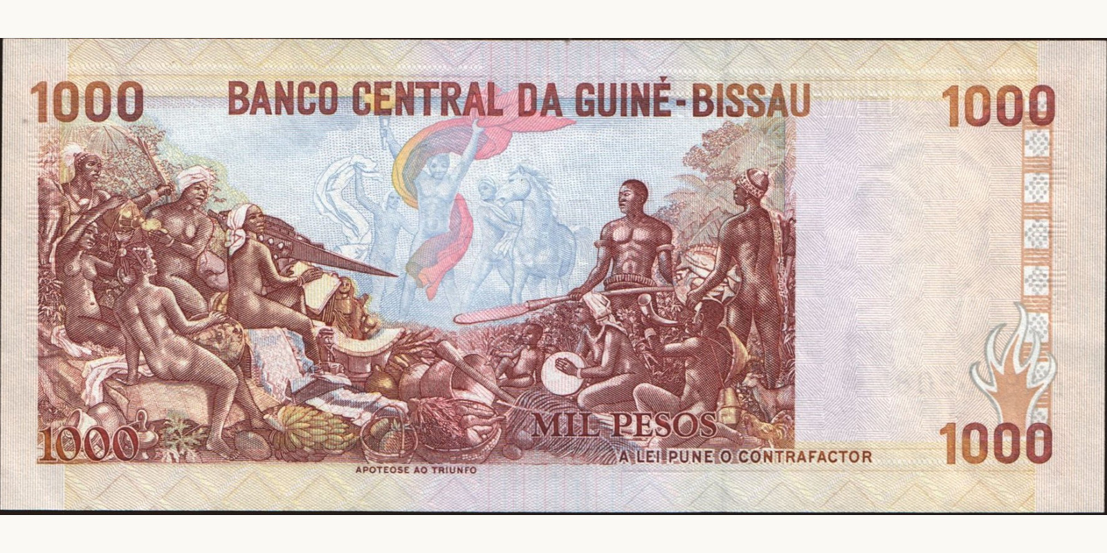 1000 pesos Гвинея-Бисау 1990 — Оборотная сторона