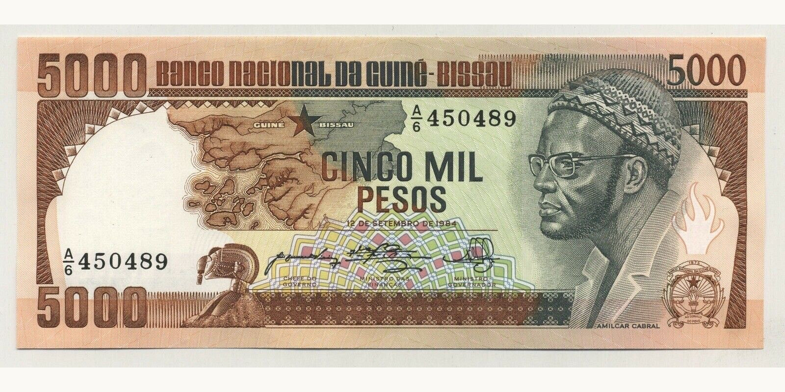 5000 Pesos Гвинея-Бисау 1984 — Лицевая сторона
