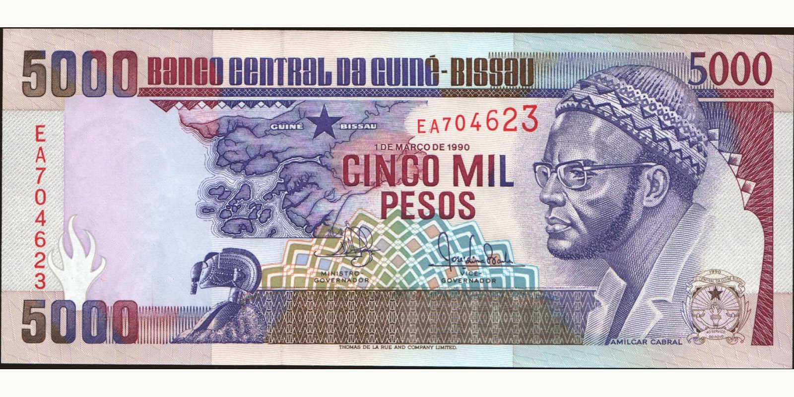 5000 pesos Гвинея-Бисау 1990 — Лицевая сторона