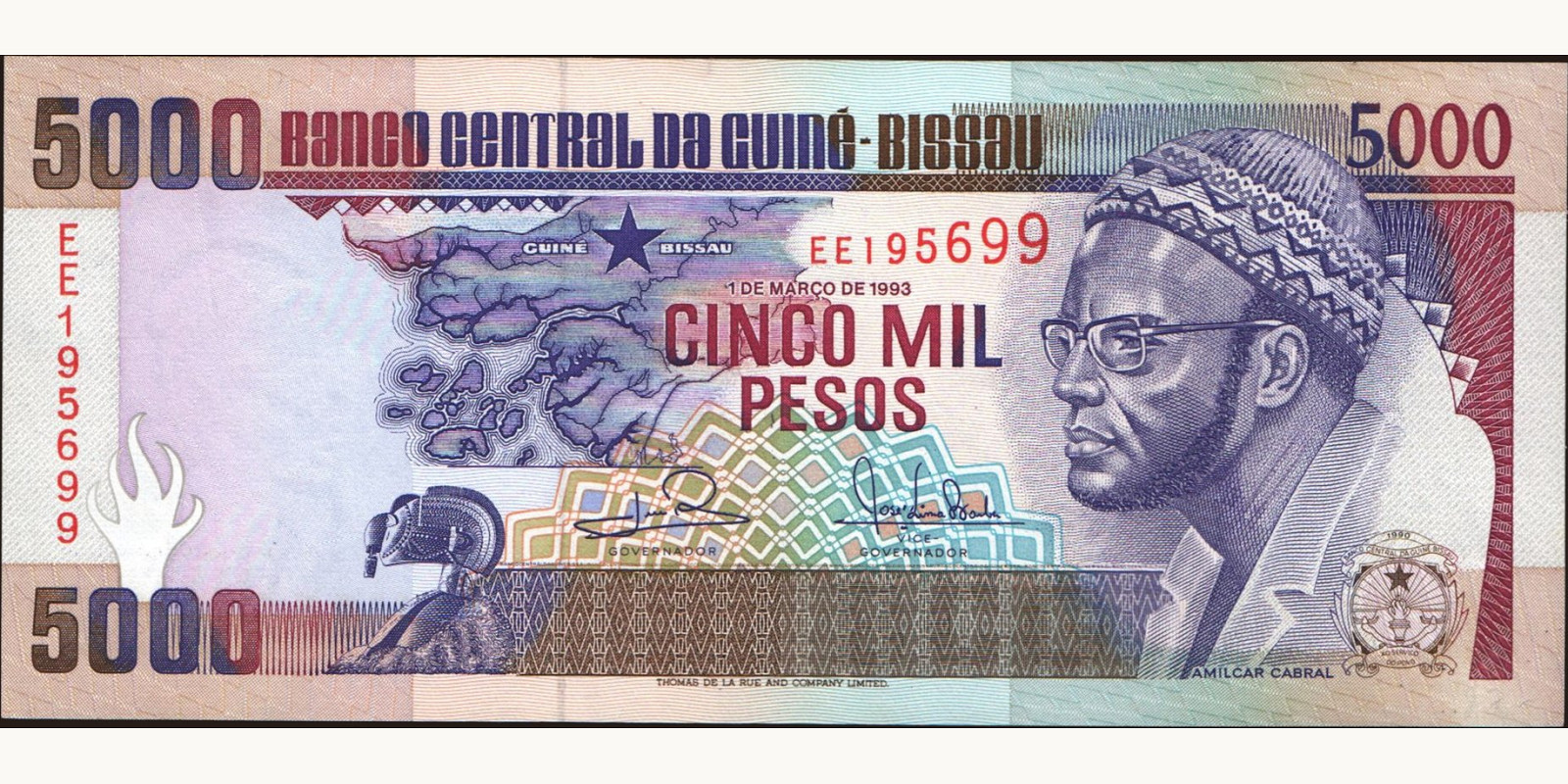 5000 pesos Гвинея-Бисау 1993 — Лицевая сторона