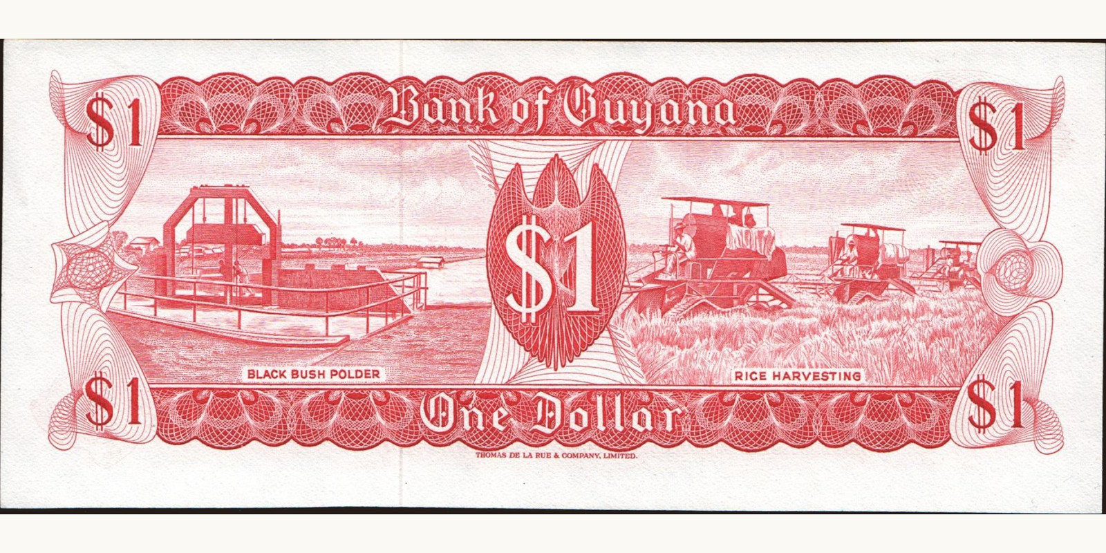 1 dollars Guyana 1966 — Back side