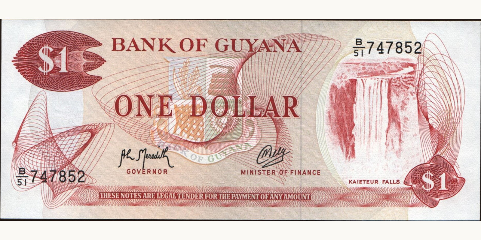 1 dollars Guyana 1992 — Front side