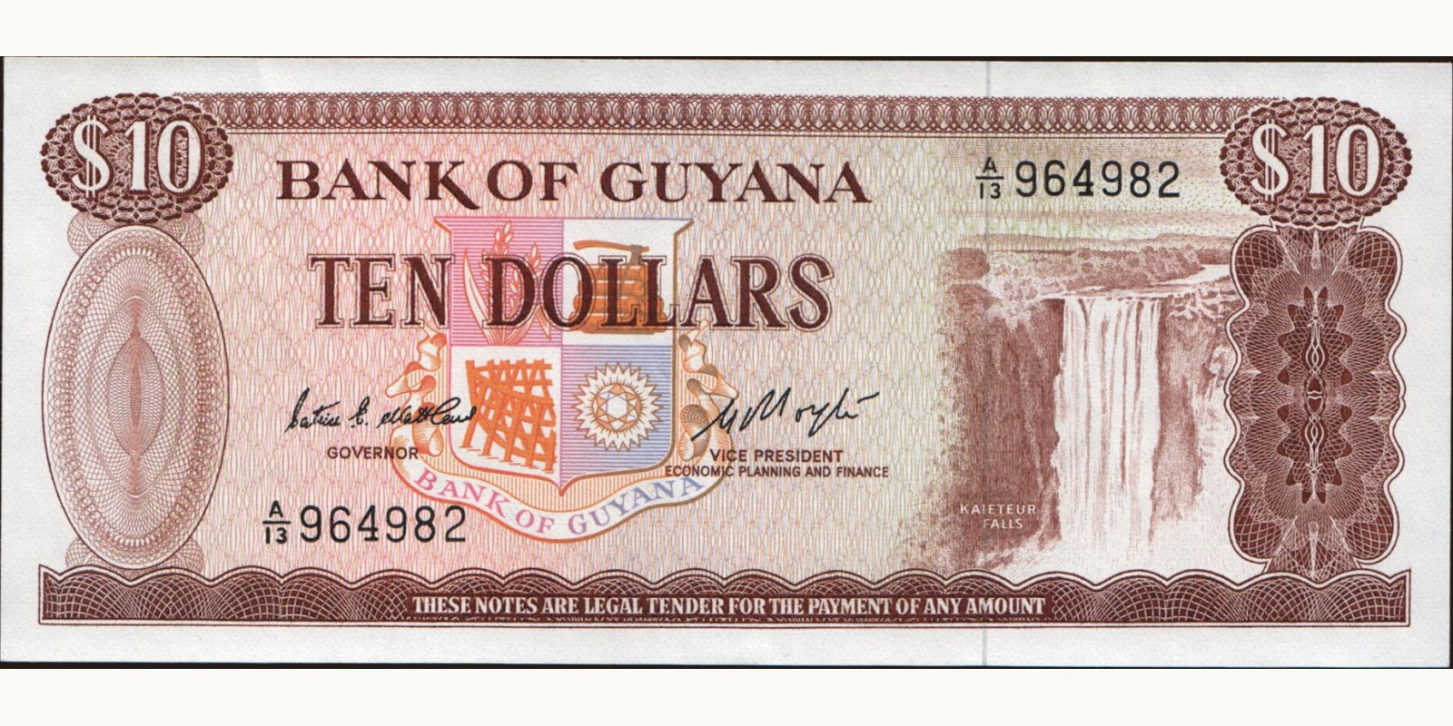 10 dollars Гайана 1983 — Лицевая сторона